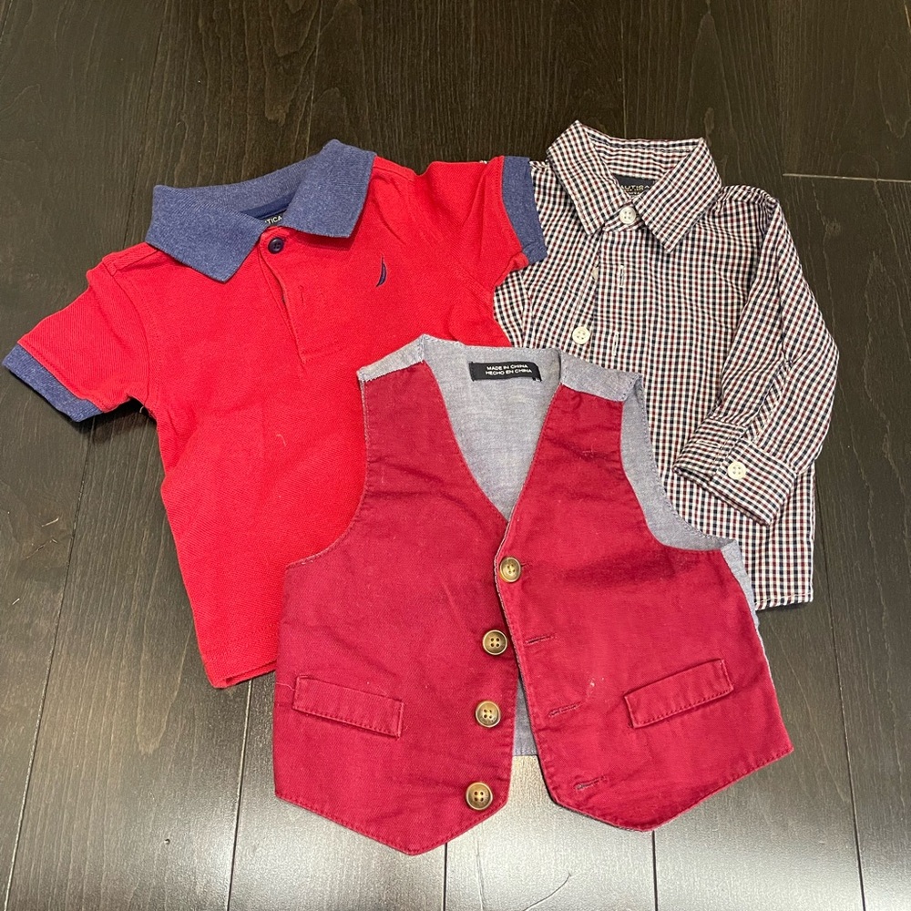 🐠 NAUTICA 🐠 set. Polo shirt, button down shirt and little vest. Kids. Boy